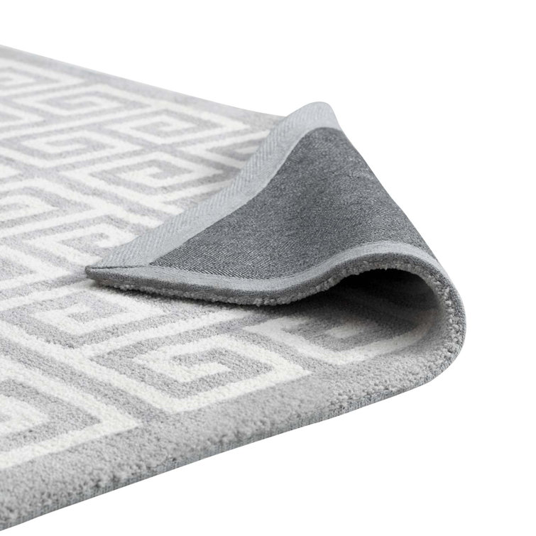 Freydis White and Light Gray Greek Key 8' x 10' Area Rug