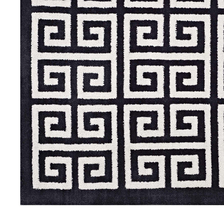 Freydis White and Light Gray Greek Key 8' x 10' Area Rug