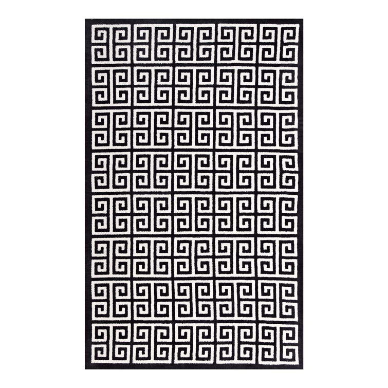 Freydis White and Light Gray Greek Key 8' x 10' Area Rug