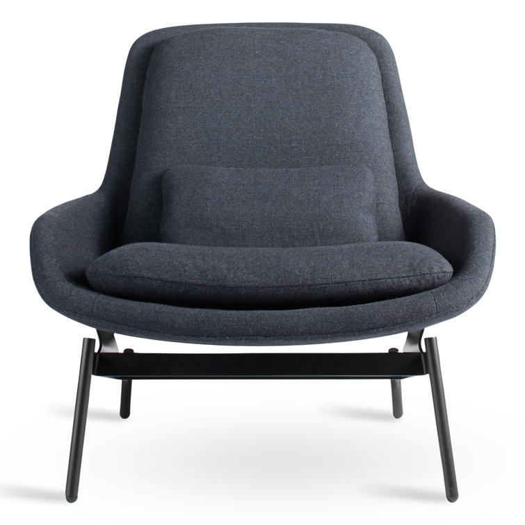 Edwards Navy Leather and Manufactured Wood Field Lounge Chair