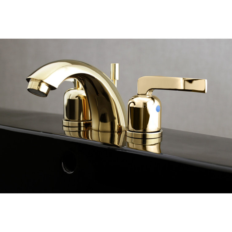 Polished Brass Mini Widespread Bathroom Faucet with Drain