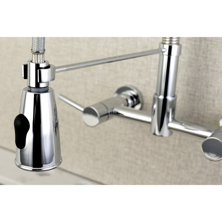 Concord Polished Chrome Dual Handle Wall-Mount Pull-Down Faucet