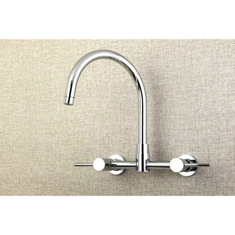 Polished Chrome Wall Mount Kitchen Faucet with Double Handles