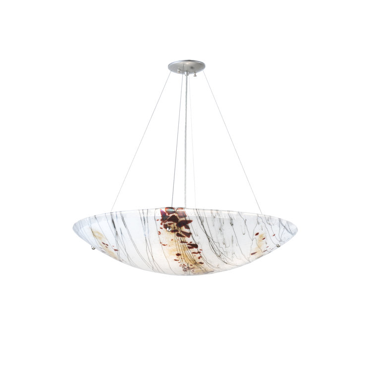 Brushed Nickel 4-Light Glass Bowl Pendant