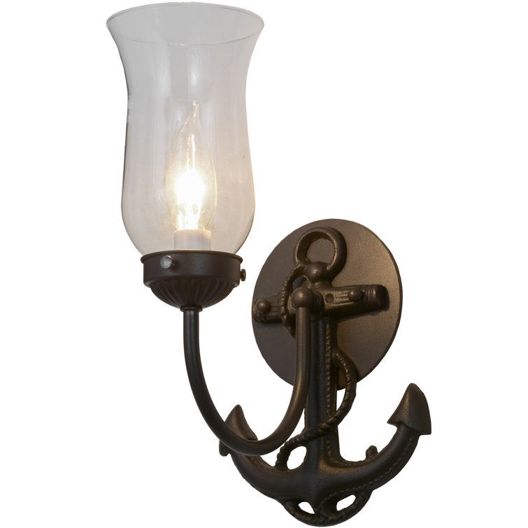Nautical Charm Wrought Iron Anchor 1-Light Wall Sconce