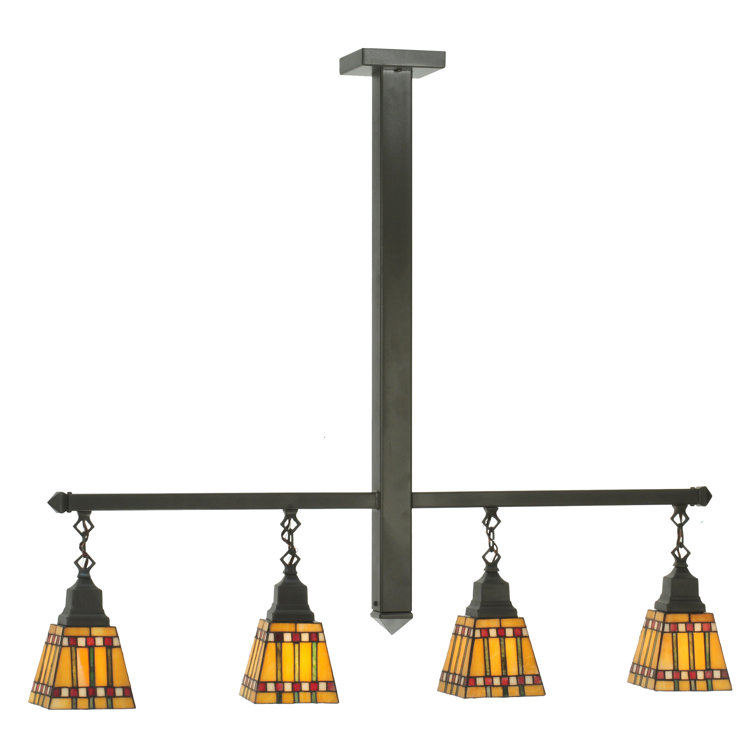 Timeless Bronze 42" LED Island Pendant with Art Glass Shades