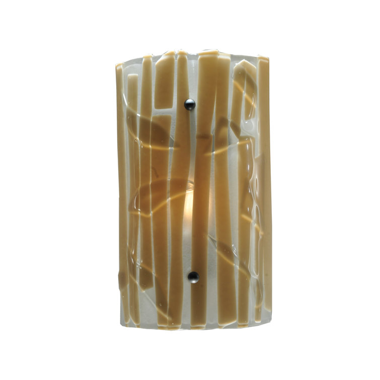 Amber Beige Glass and Nickel Wall Sconce