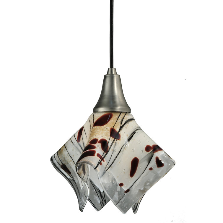Ramoscelli Abstract Fused Glass Mini Pendant in Brushed Nickel