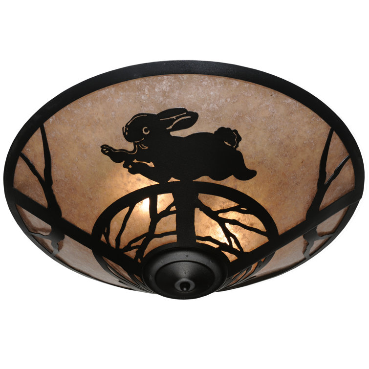 Black and Beige Rabbit Design 3-Light Flush Mount