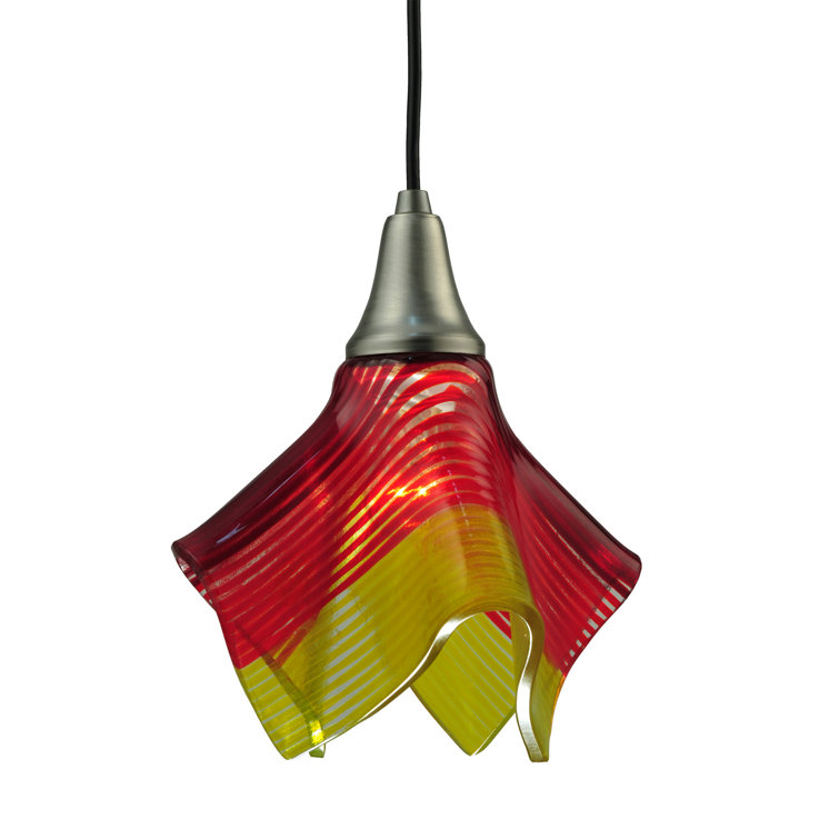 Handcrafted Red and Yellow Glass Mini Pendant Light