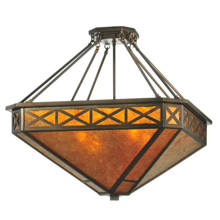 Amber Mica and Copper 4-Light Inverted Pendant
