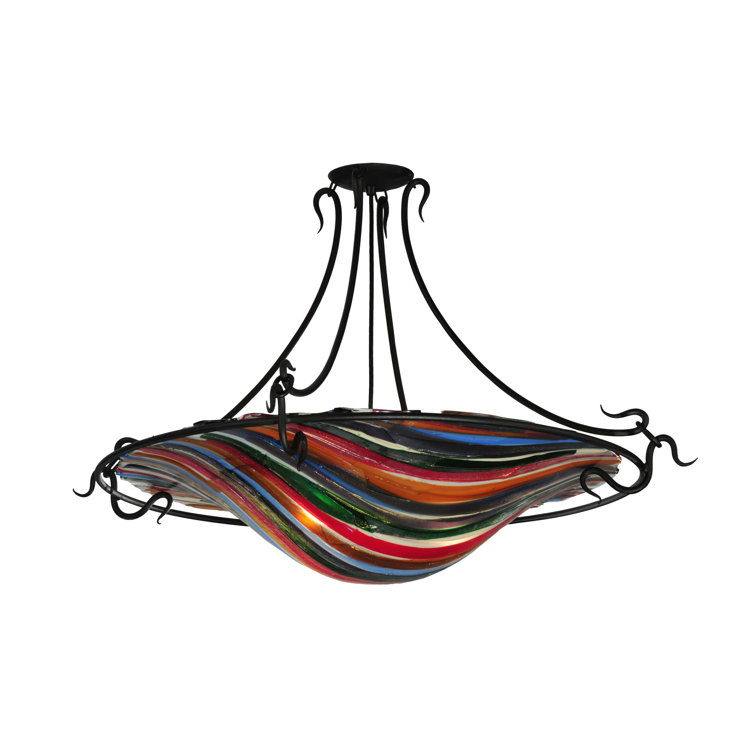 Metro Fusion Multicolor Glass 3-Light Semi Flush Mount