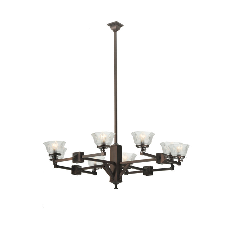 Revival Summer Wheat 45" Mahogany Bronze 8-Light Chandelier