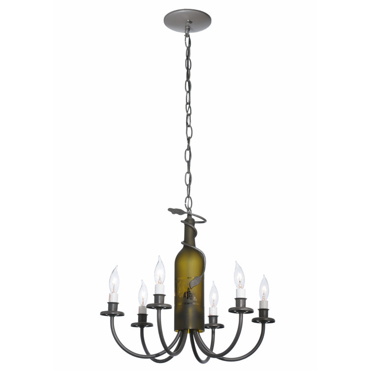 Bronze 6-Light Wine Bottle Chandelier