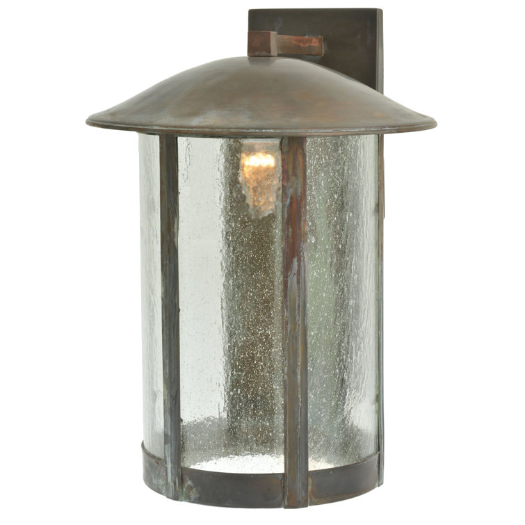 Vintage Copper 15" Wall Sconce with Clear Seeded Glass