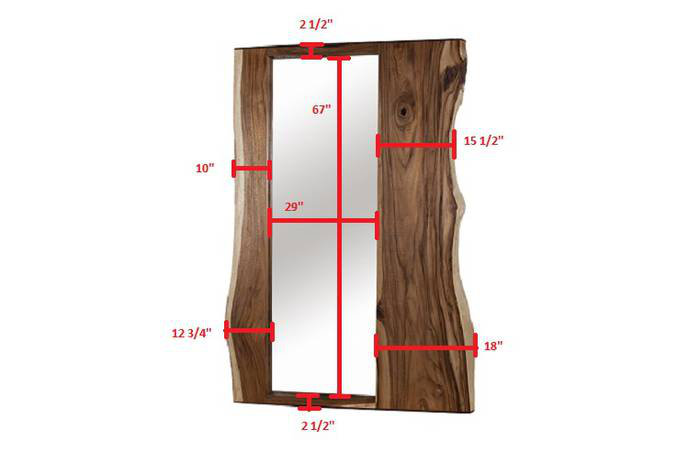 Classic Rectangular Wood Frame Accent Mirror 67''x29''