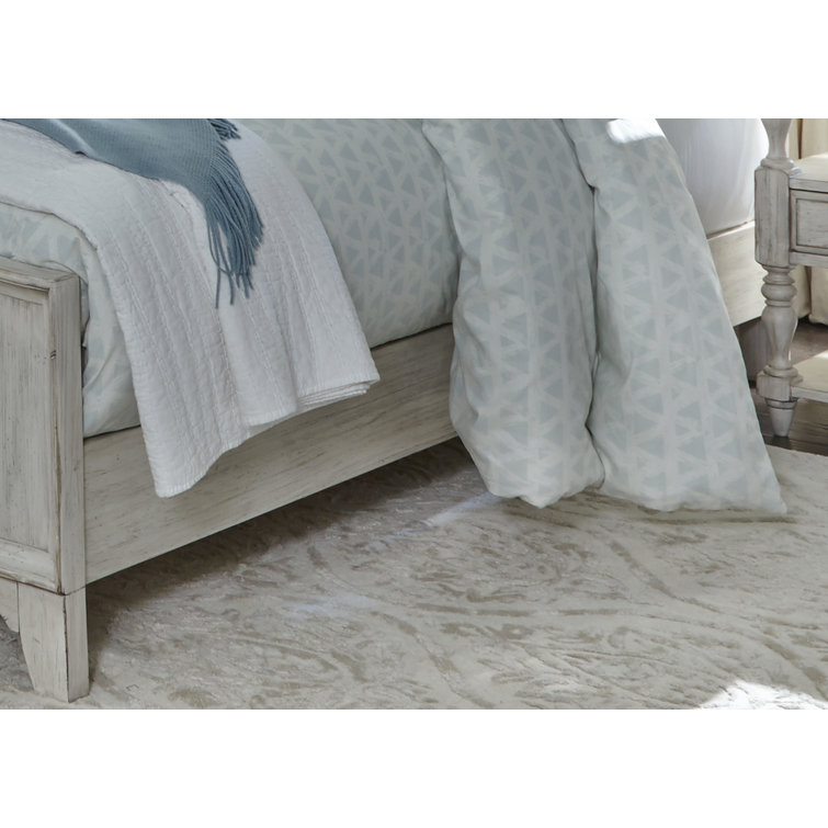 Cottage Charm Antique White King Poster Bed with Pine Frame
