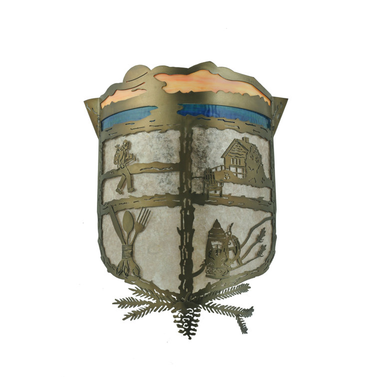 Rustic Americana Dual-Light Brass & Bronze Sconce with Mica Shield