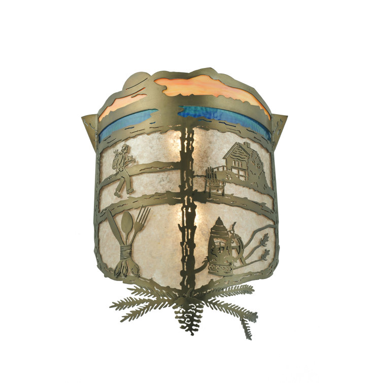 Rustic Americana Dual-Light Brass & Bronze Sconce with Mica Shield
