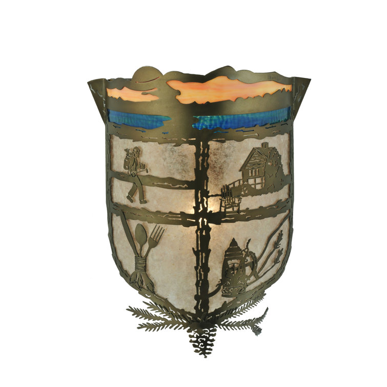 Rustic Americana Dual-Light Brass & Bronze Sconce with Mica Shield