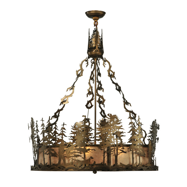 Antique Copper and Glass 4-Light Indoor/Outdoor Pendant