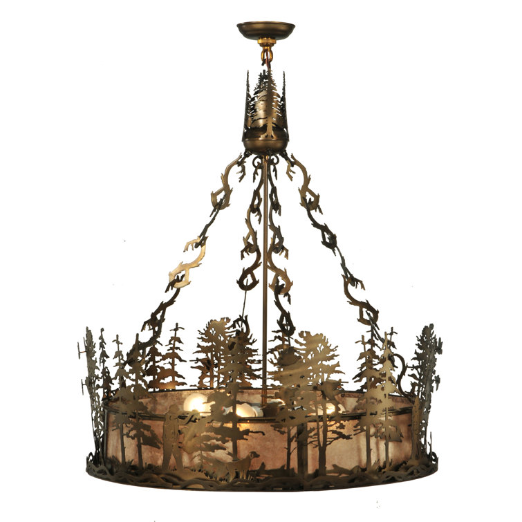 Antique Copper and Glass 4-Light Indoor/Outdoor Pendant