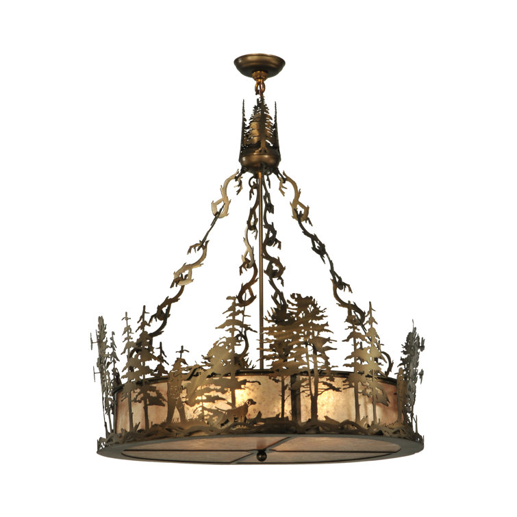 Antique Copper and Glass 4-Light Indoor/Outdoor Pendant