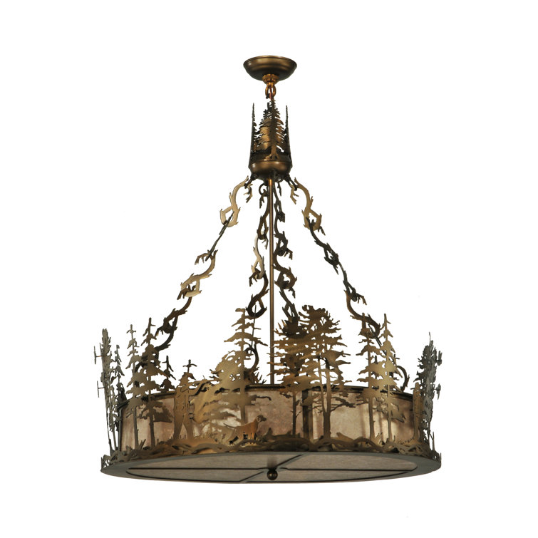 Antique Copper and Glass 4-Light Indoor/Outdoor Pendant
