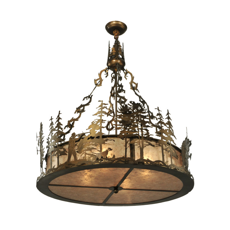 Antique Copper and Glass 4-Light Indoor/Outdoor Pendant