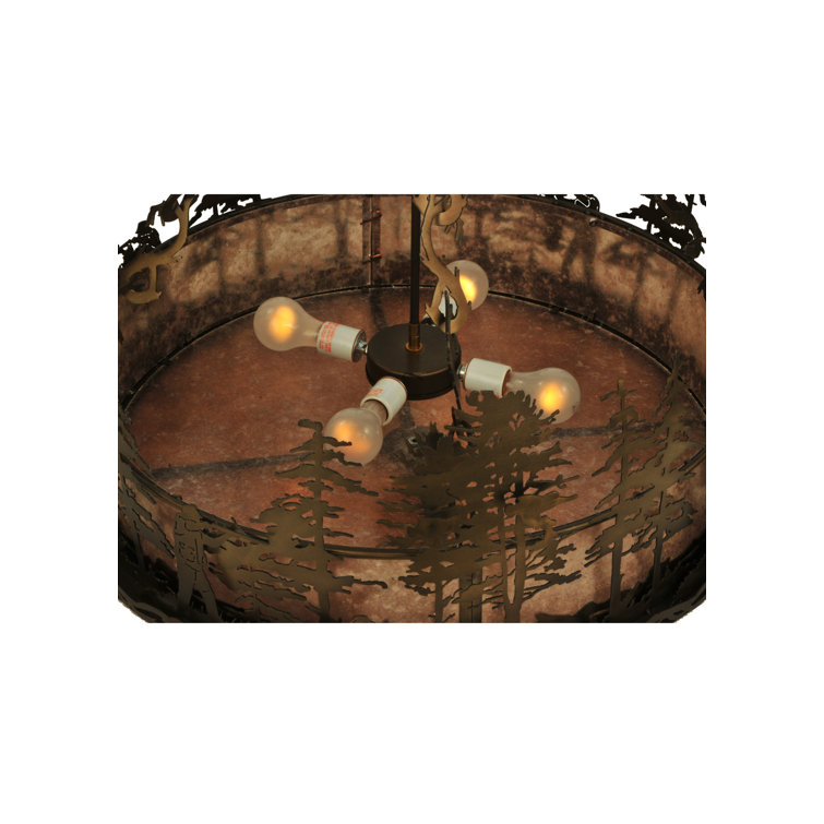 Antique Copper and Glass 4-Light Indoor/Outdoor Pendant