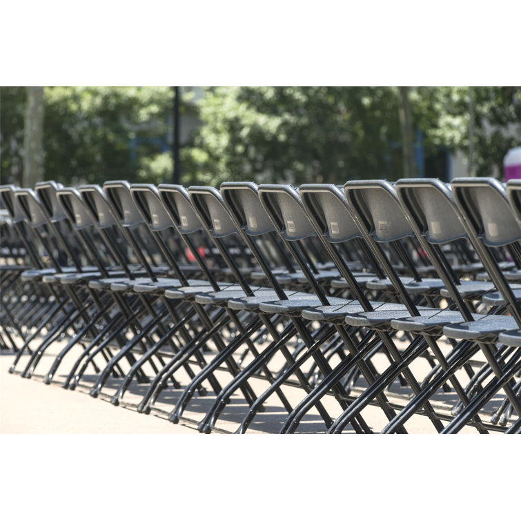 Black Heavy Duty Plastic Folding Chair with Steel Frame, 8 Pack