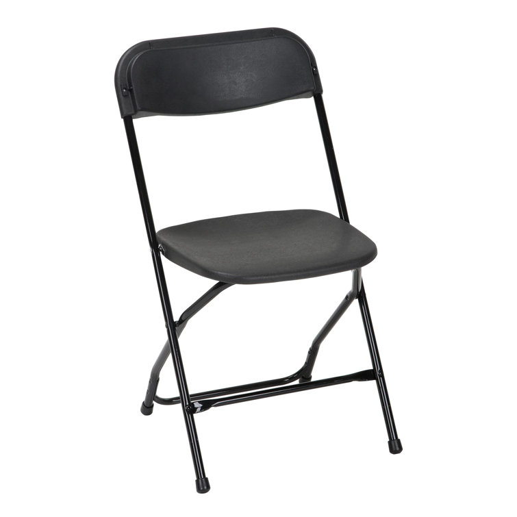Black Heavy Duty Plastic Folding Chair with Steel Frame, 8 Pack