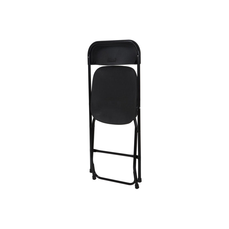 Black Heavy Duty Plastic Folding Chair with Steel Frame, 8 Pack