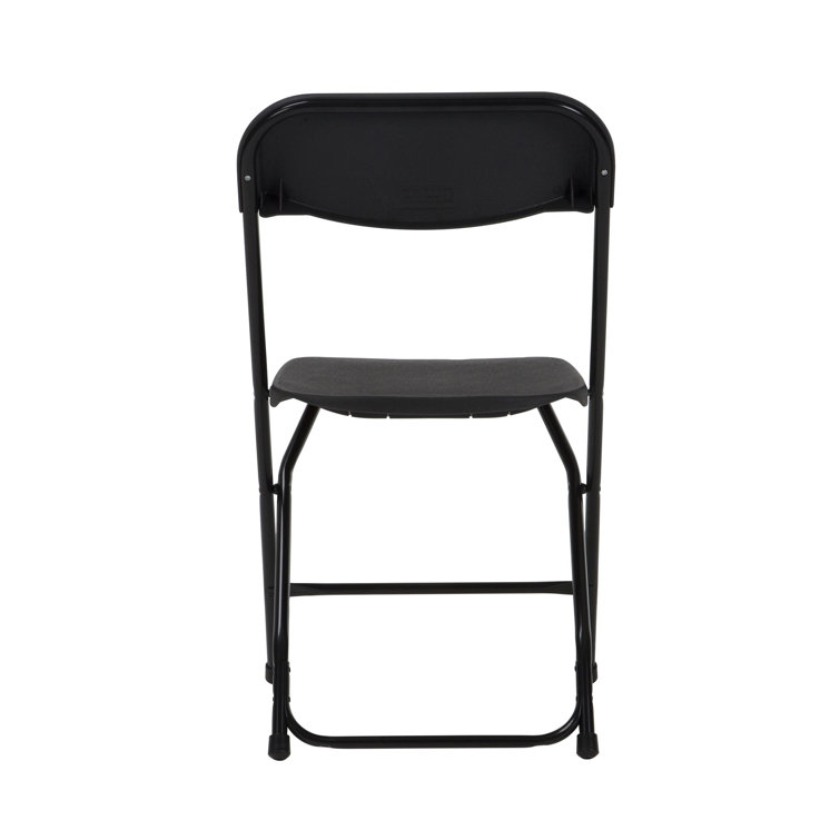 Black Heavy Duty Plastic Folding Chair with Steel Frame, 8 Pack