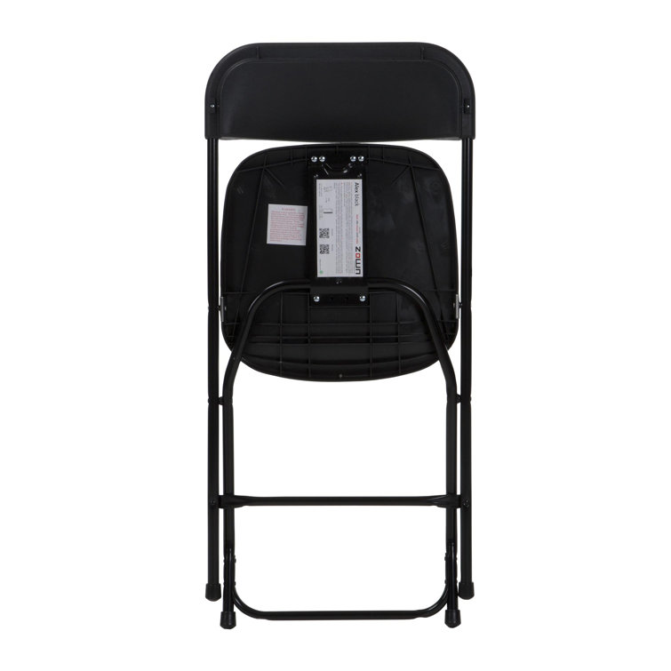 Black Heavy Duty Plastic Folding Chair with Steel Frame, 8 Pack