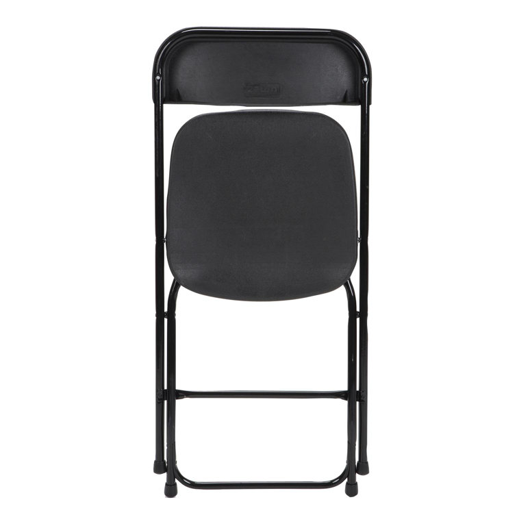 Black Heavy Duty Plastic Folding Chair with Steel Frame, 8 Pack