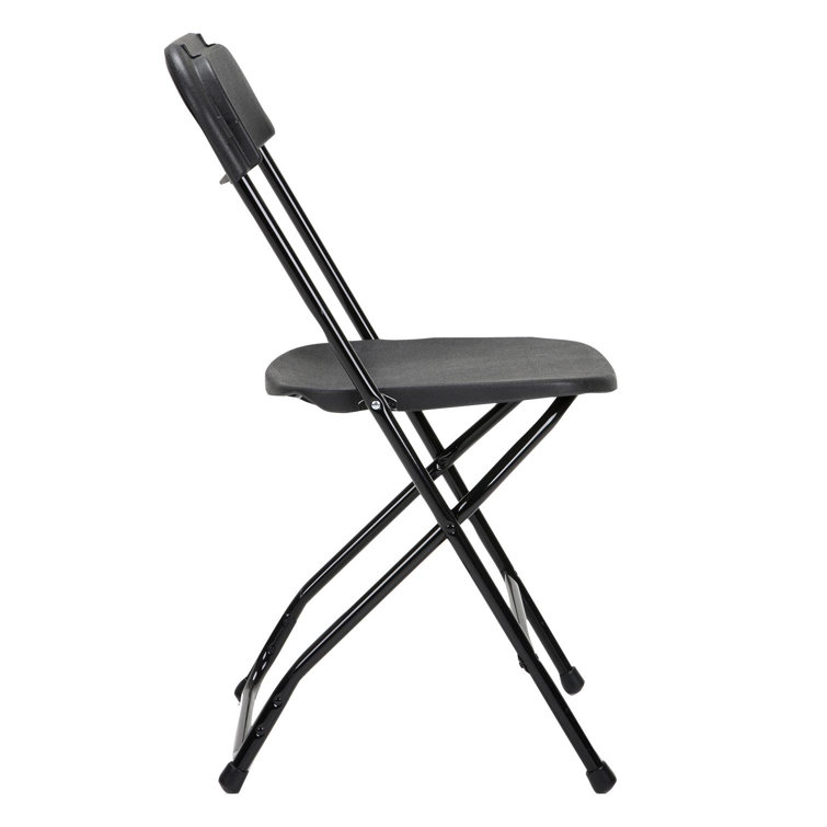 Black Heavy Duty Plastic Folding Chair with Steel Frame, 8 Pack