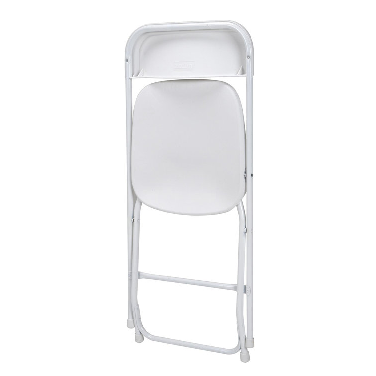 White Plastic Folding Chair Set with Steel Frame, 8-Pack