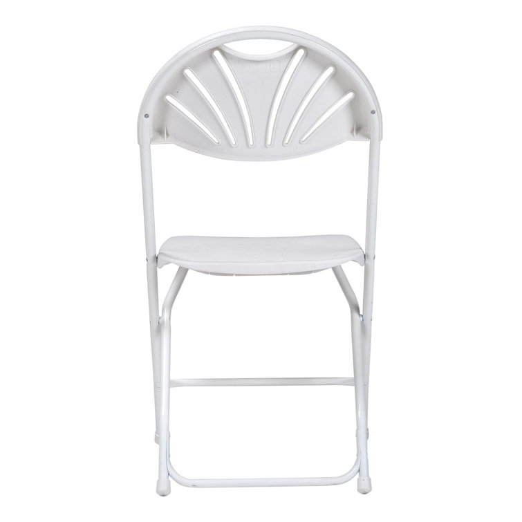 White Plastic Folding Chair Set with Steel Frame, 8-Pack