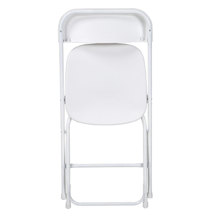 White Plastic Folding Chair Set with Steel Frame, 8-Pack