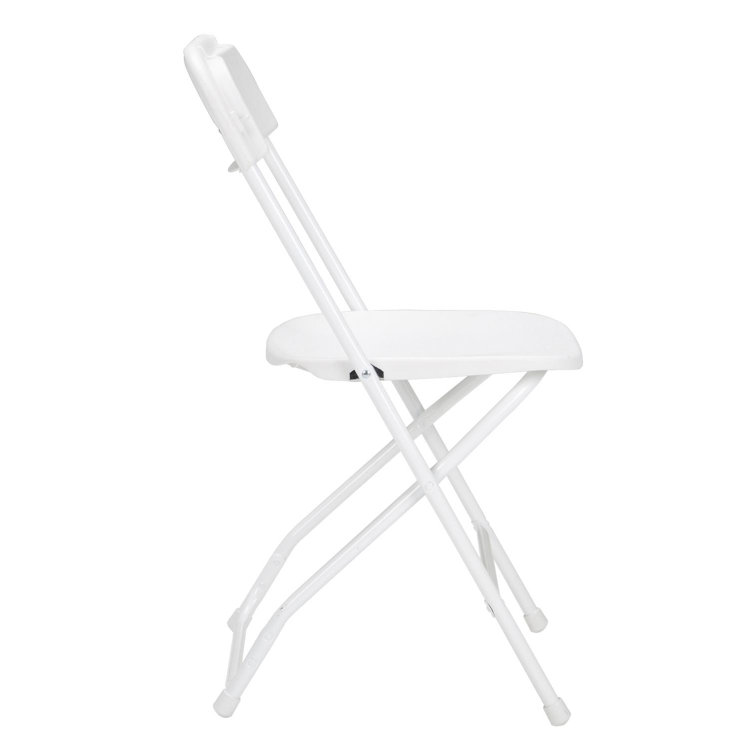 White Plastic Folding Chair Set with Steel Frame, 8-Pack