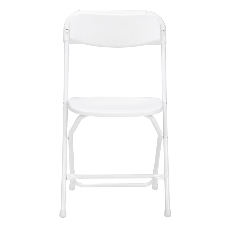 White Plastic Folding Chair Set with Steel Frame, 8-Pack