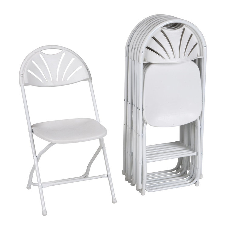 White Fan Back Indoor/Outdoor Folding Chair
