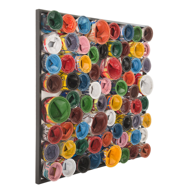 Large Multicolor Recycled Paint Can Wall Art