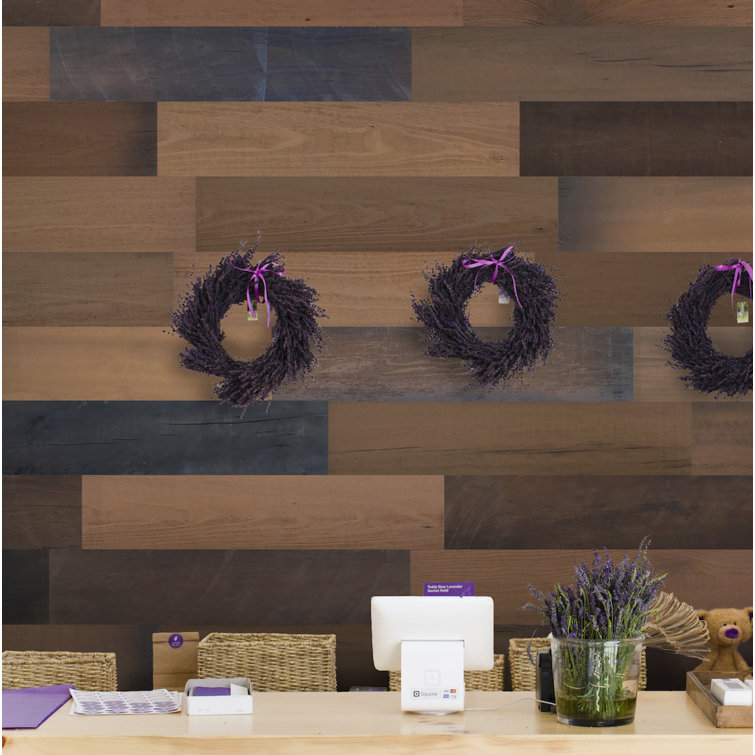 Distressed Antique Brown Poplar Wood Wall Planks, 4 ft