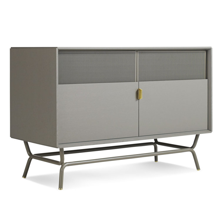 Risk-Averse Gray 48" TV Stand with Brass Details and Cabinet