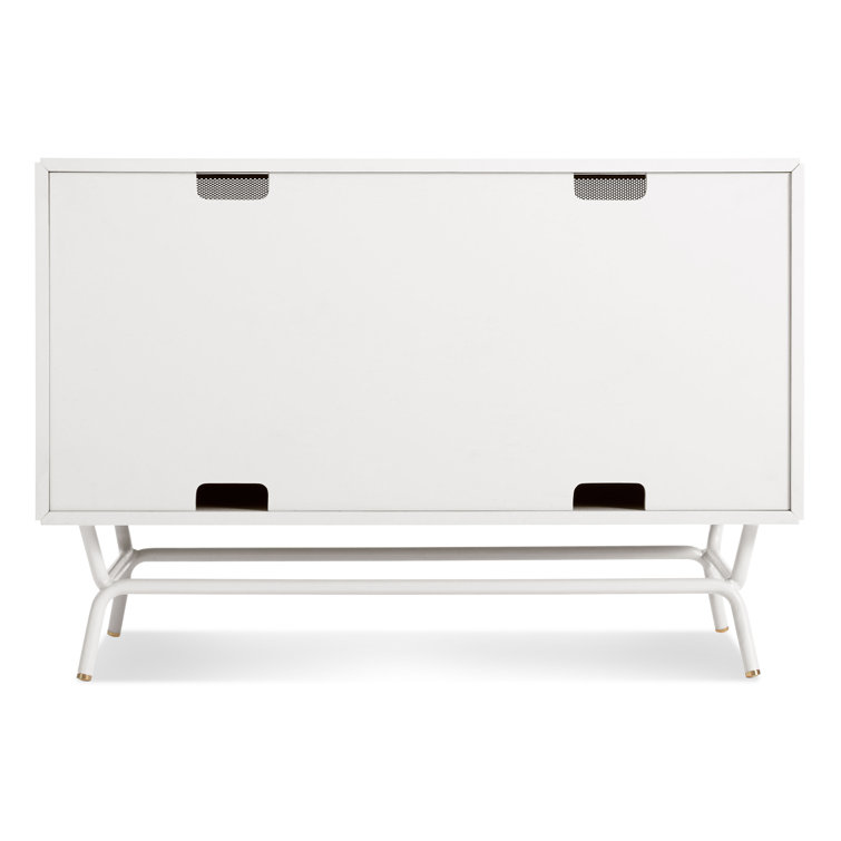 Dang 42" White Perforated Steel TV Stand with Brass Details