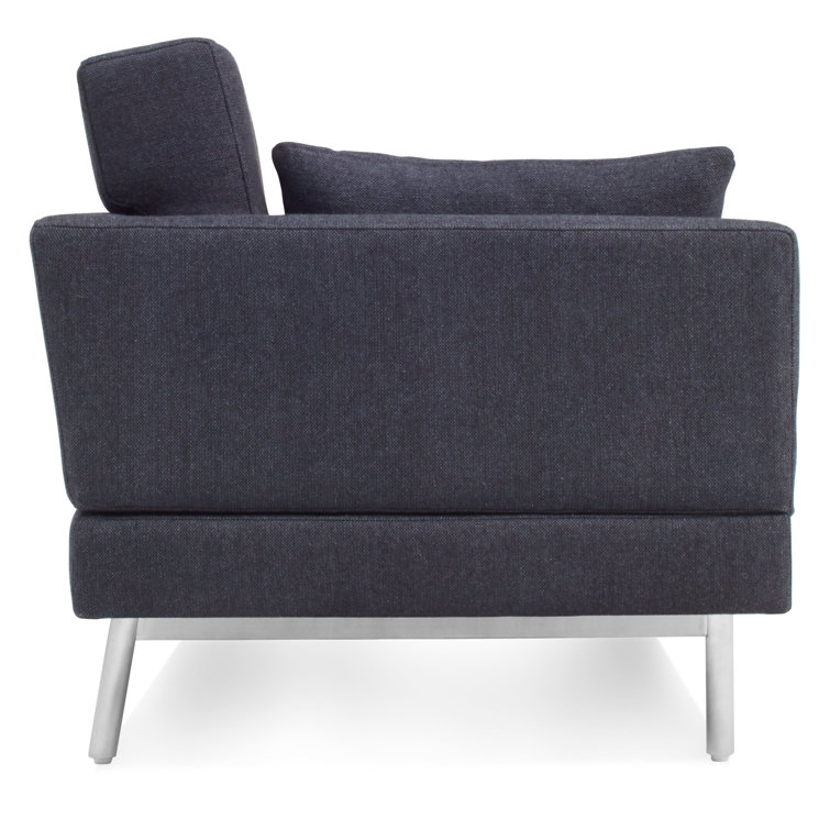 Edwards Navy Queen Sleeper Sofa with Brushed Stainless Steel Legs