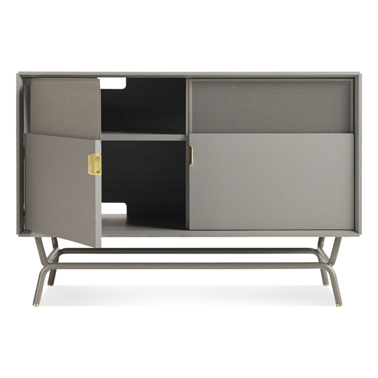 Risk-Averse Gray 48" TV Stand with Brass Details and Cabinet