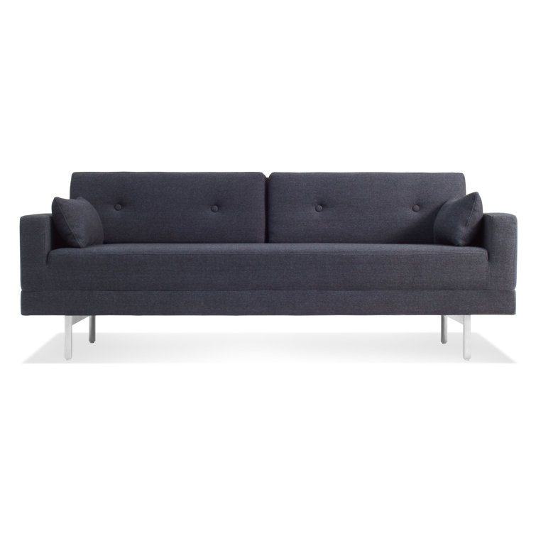 Edwards Navy Queen Sleeper Sofa with Brushed Stainless Steel Legs